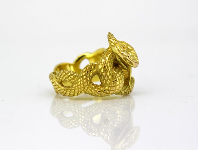 Antique French Art Deco 18 Karat Gold Snake Ring, circa 1920s at 1stDibs