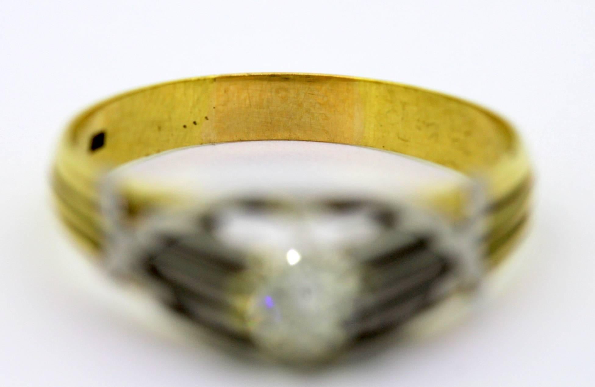 Antique French Art Deco 18 Karat Gold Men’s Ring with Diamond '0.33 Carat' 1