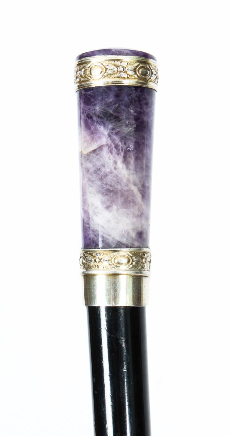 Antique French Art Deco Amethyst, Silver Walking Stick 1920s, 20th Century In Good Condition In London, GB