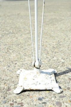 Antique French Art Deco Art Nouveau White Painted Wrought Iron Birdcage Stand