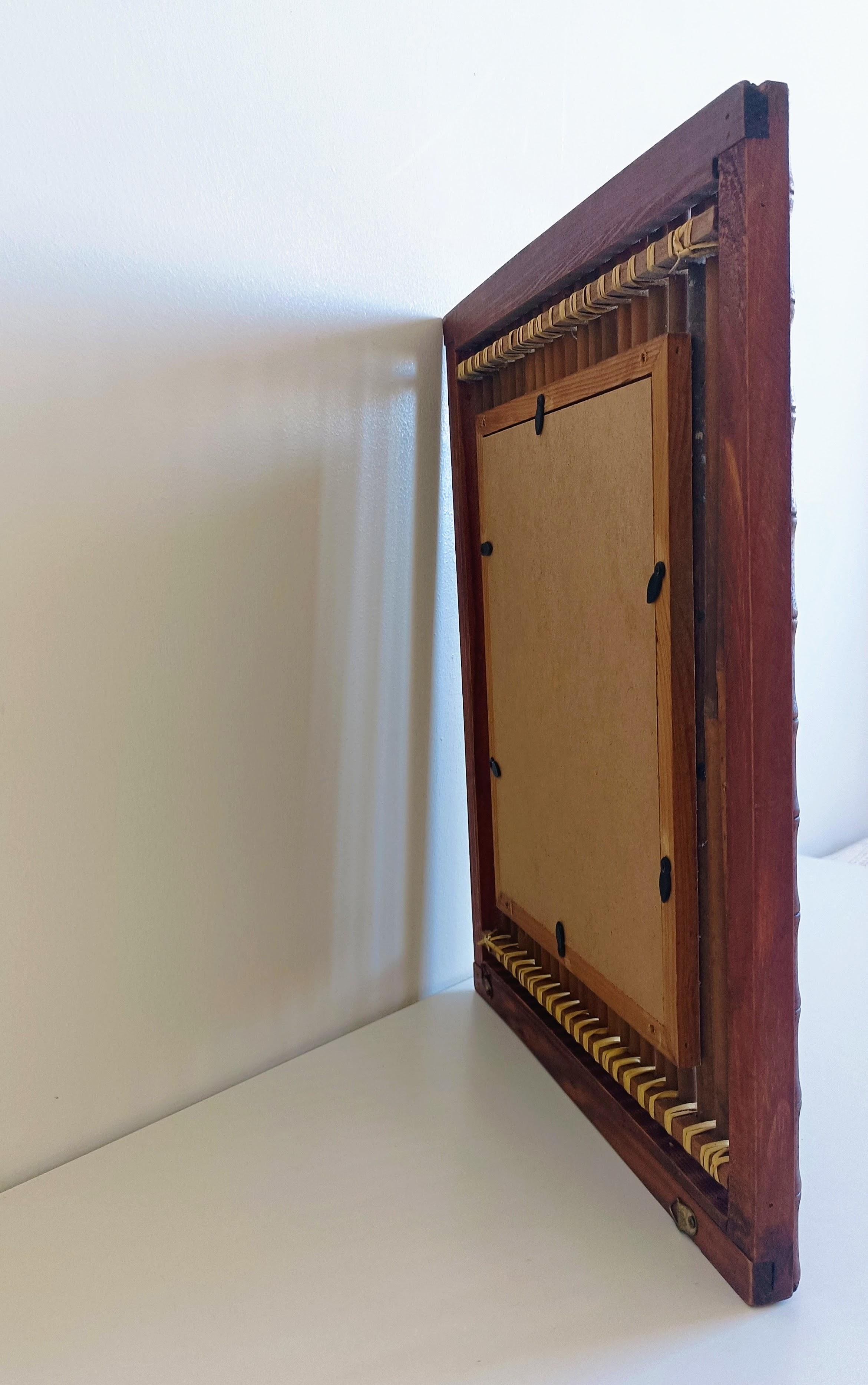 Antiguo espejo de pared francés Art Decó de bambú y madera, principios del siglo XX en venta 3