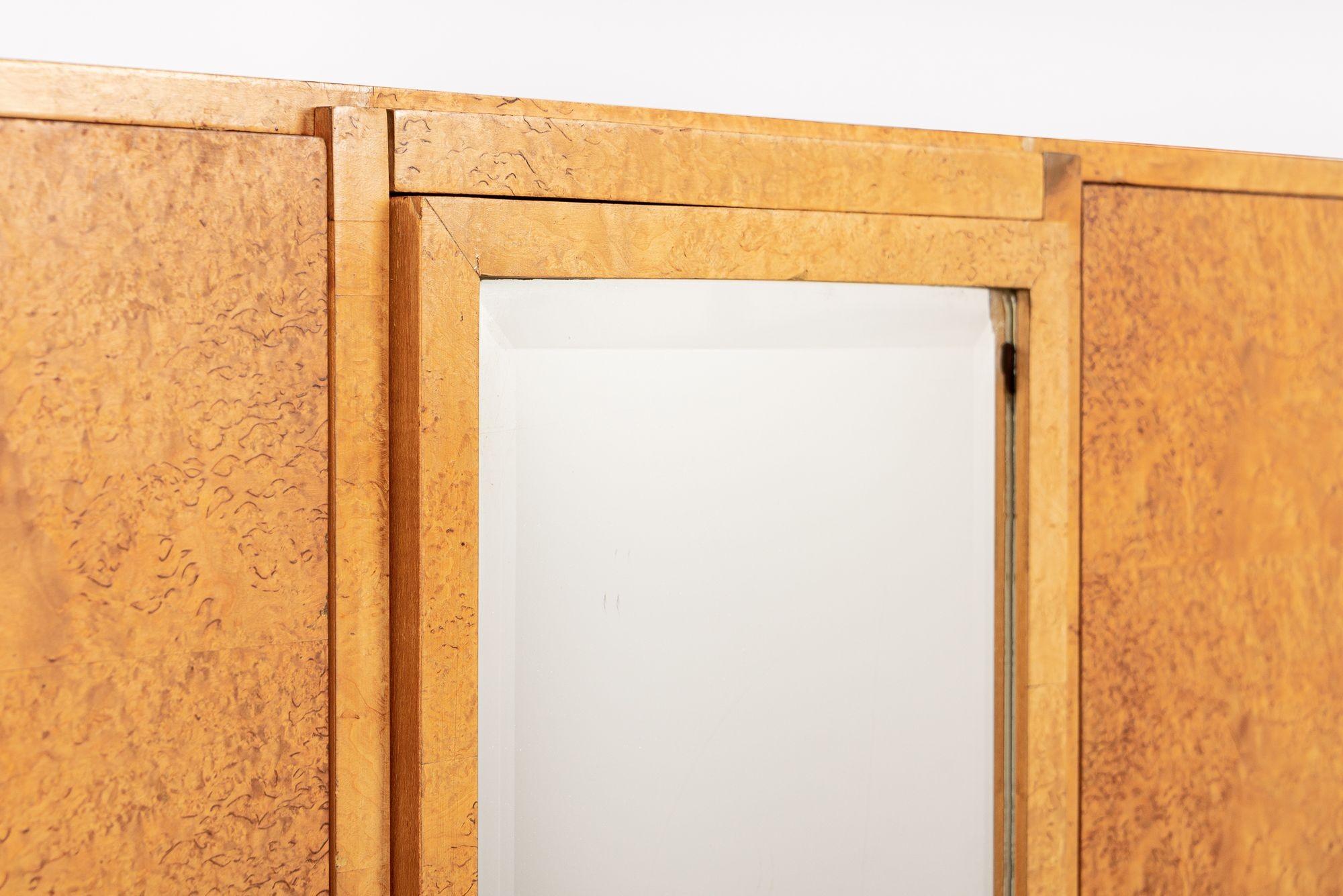 Antique French Art Deco Birdseye Maple Wardrobe Cabinet by Gouffé 1