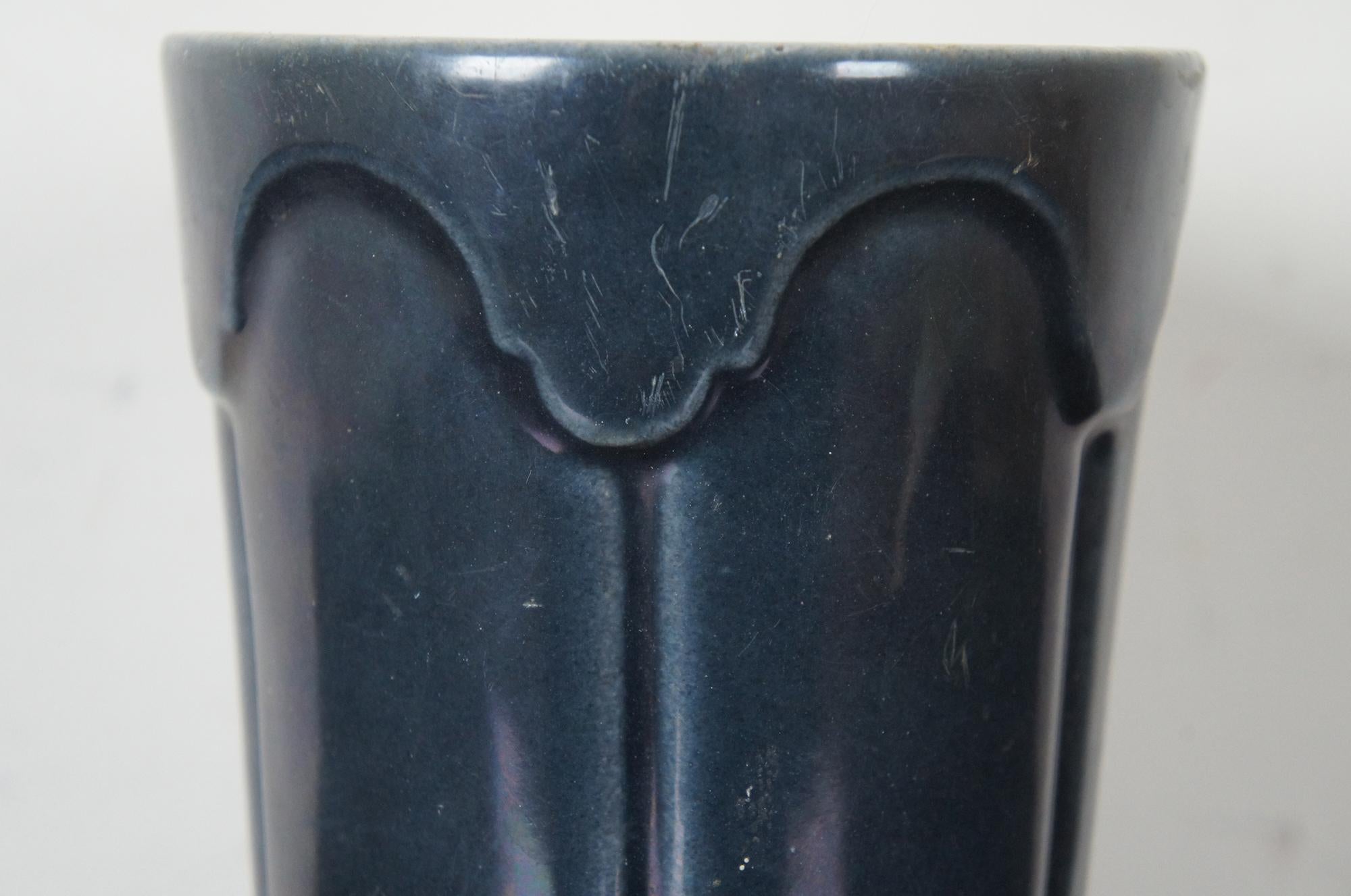 Antique French Art Deco Black Cast Iron Enameled Footed Trophy Urn Mantel Vase 6