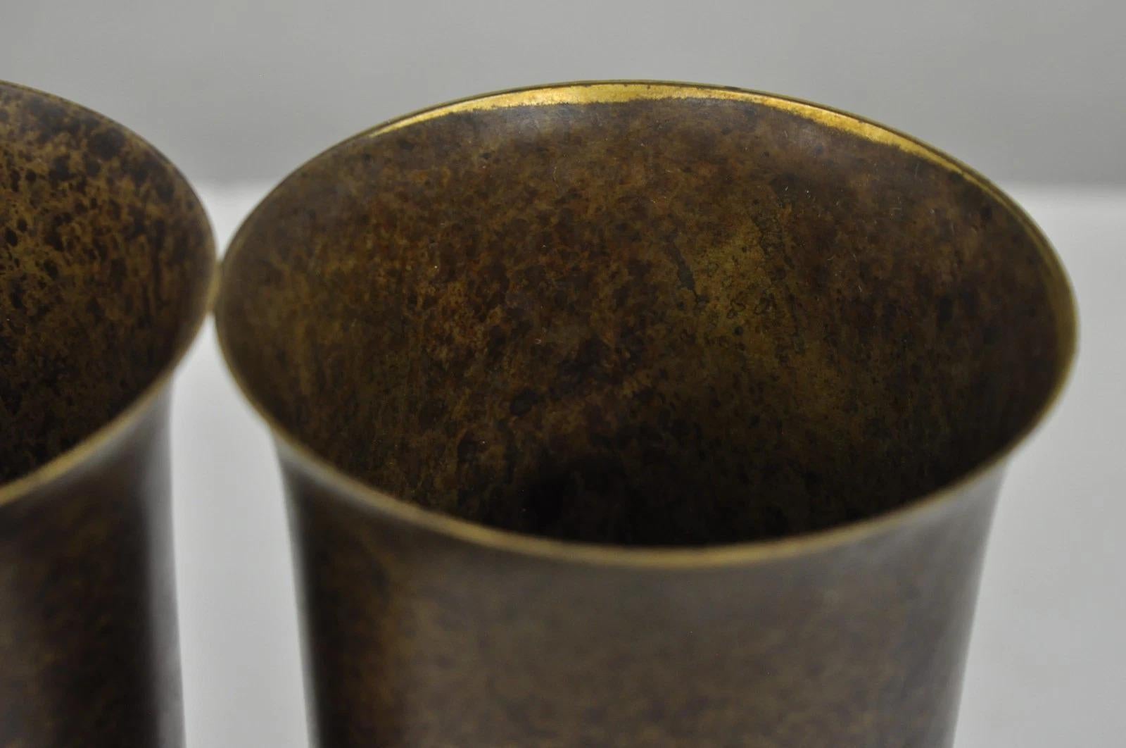 Antique French Art Deco Bronze Fluted Altar Vase w/ Butterfly Moth - a Pair For Sale 3