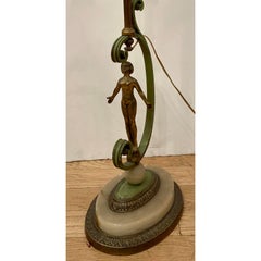 Antique French Art Deco Bronze Nude Figural Floor Lamp
