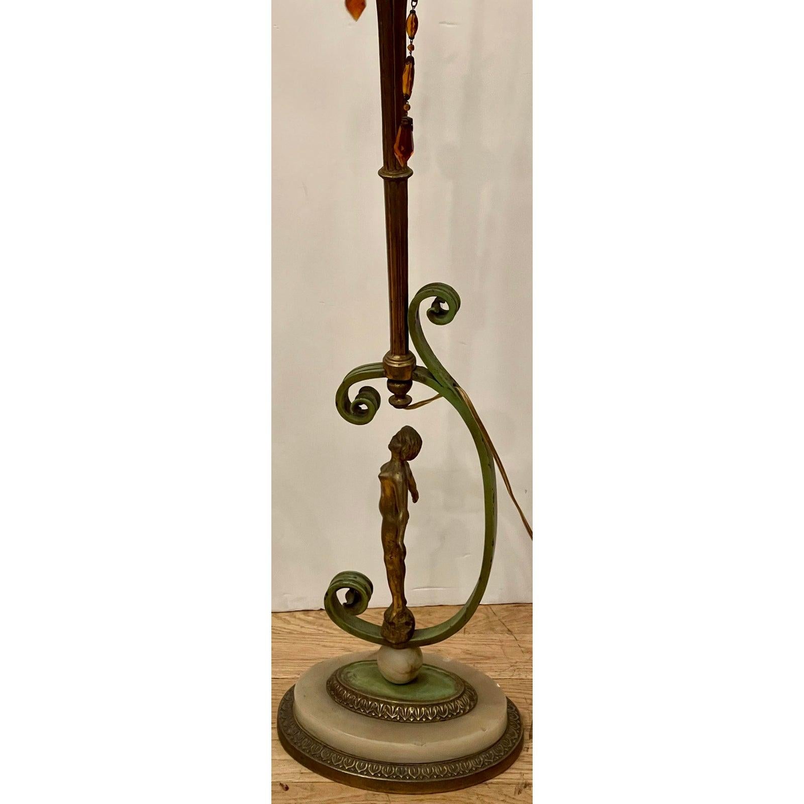 Antique French Art Deco Bronze Nude Figural Floor Lamp In Good Condition In LOS ANGELES, CA