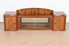 Antique French Art Deco Burl Wood Counter Top Bar Cabinet, circa 1930s