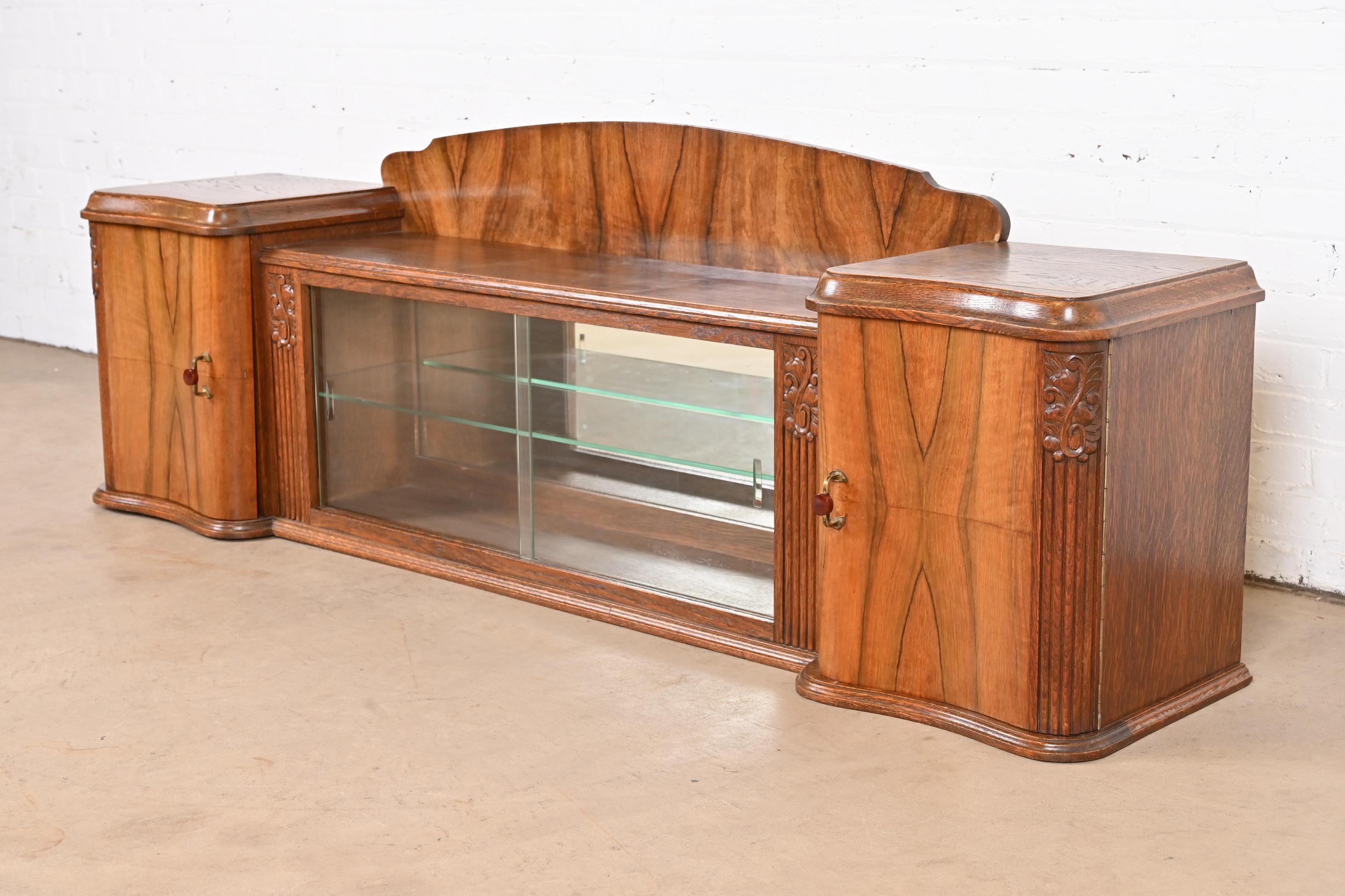 Mid-20th Century Antique French Art Deco Burl Wood Counter Top Bar Cabinet, circa 1930s For Sale