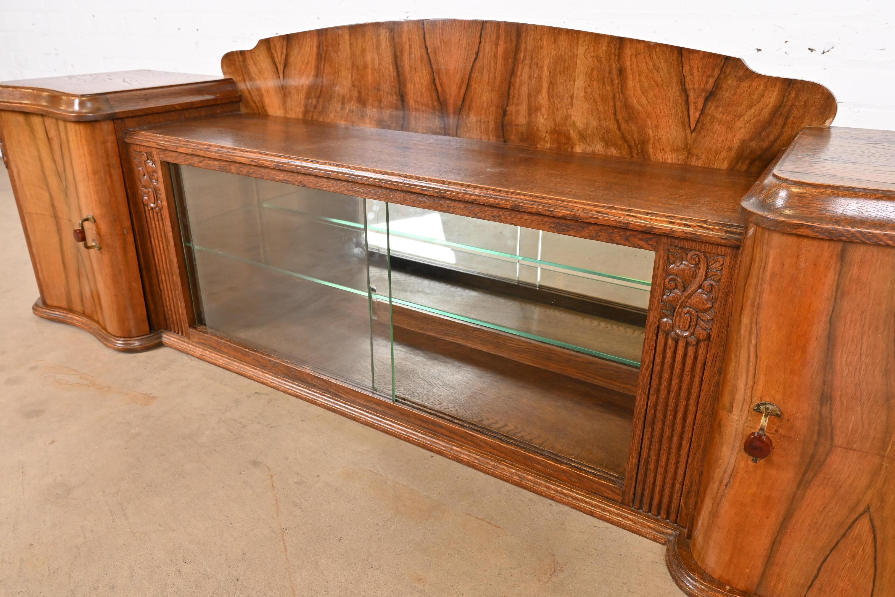 Antique French Art Deco Burl Wood Counter Top Bar Cabinet, circa 1930s For Sale 1