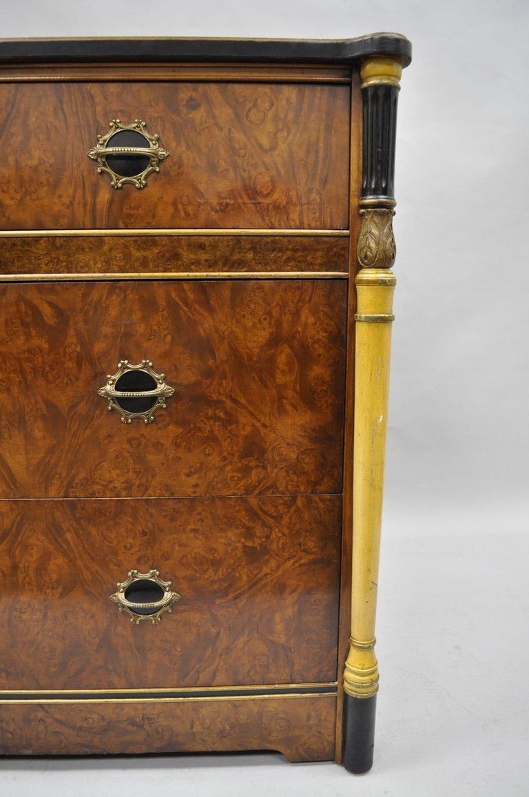 Antique French Art Deco Burl Wood Dresser Chest of Drawers ...