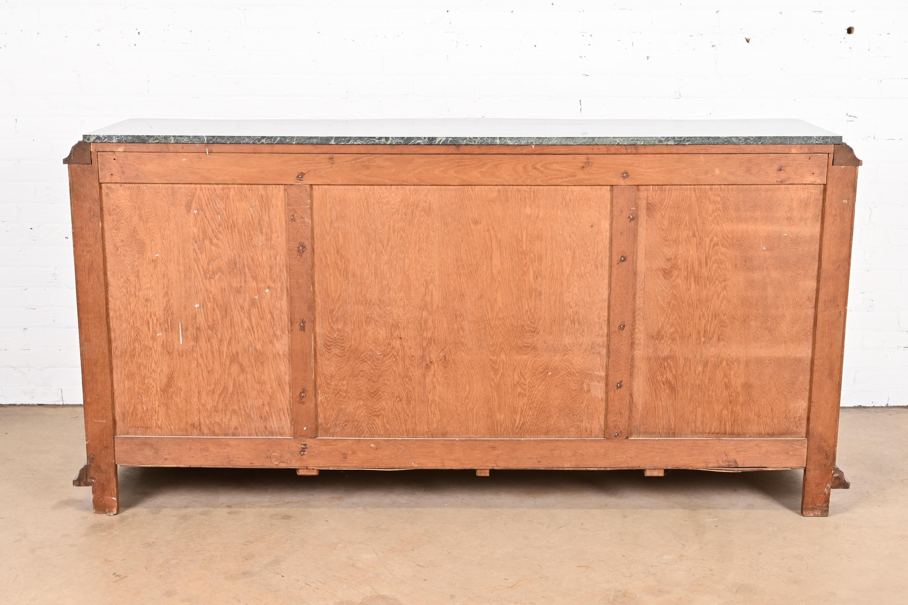 Antique French Art Deco Burl Wood Marble Top Sideboard or Bar Cabinet, 1930s 8