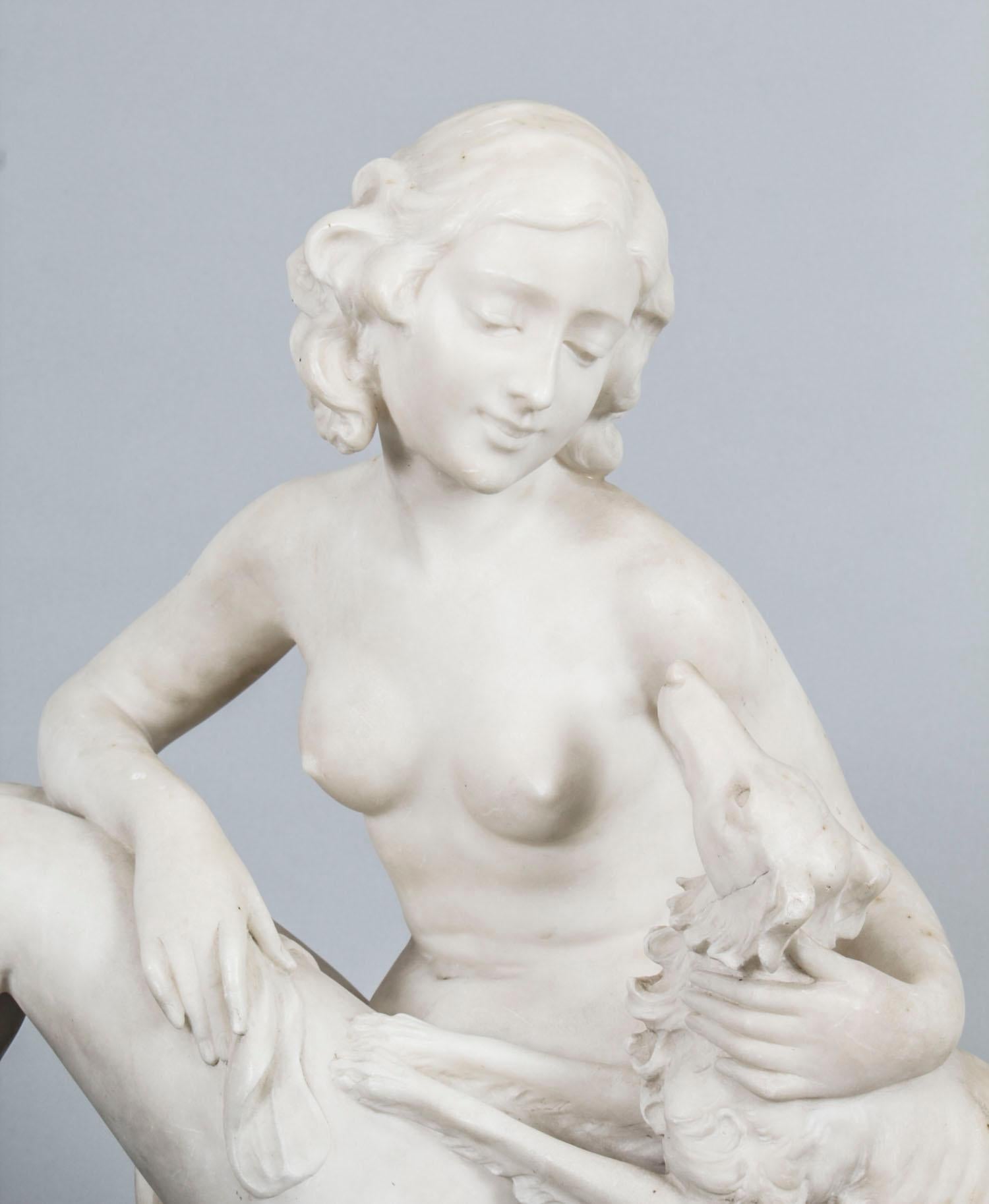 Antique French Art Deco Carrara Marble Sculpture of Reclining Maiden, 1920s In Good Condition In London, GB