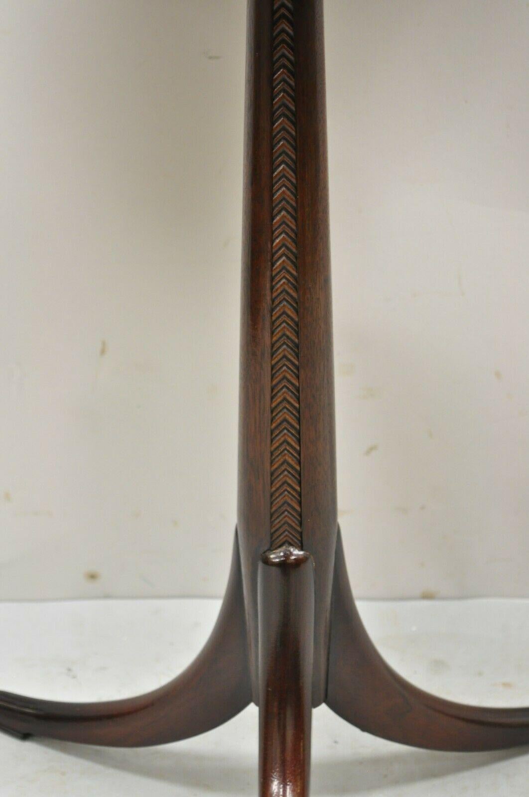20th Century Antique French Art Deco Carved Tripod Base Mahogany Side Table