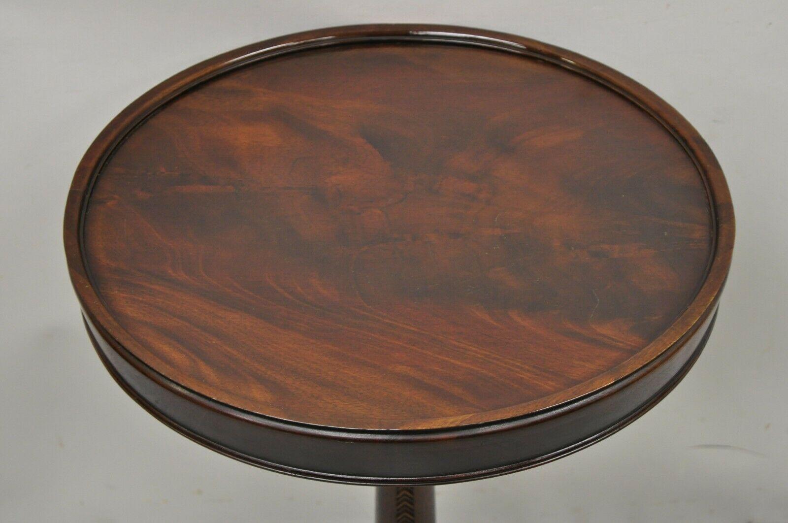 Antique French Art Deco Carved Tripod Base Mahogany Side Table 4