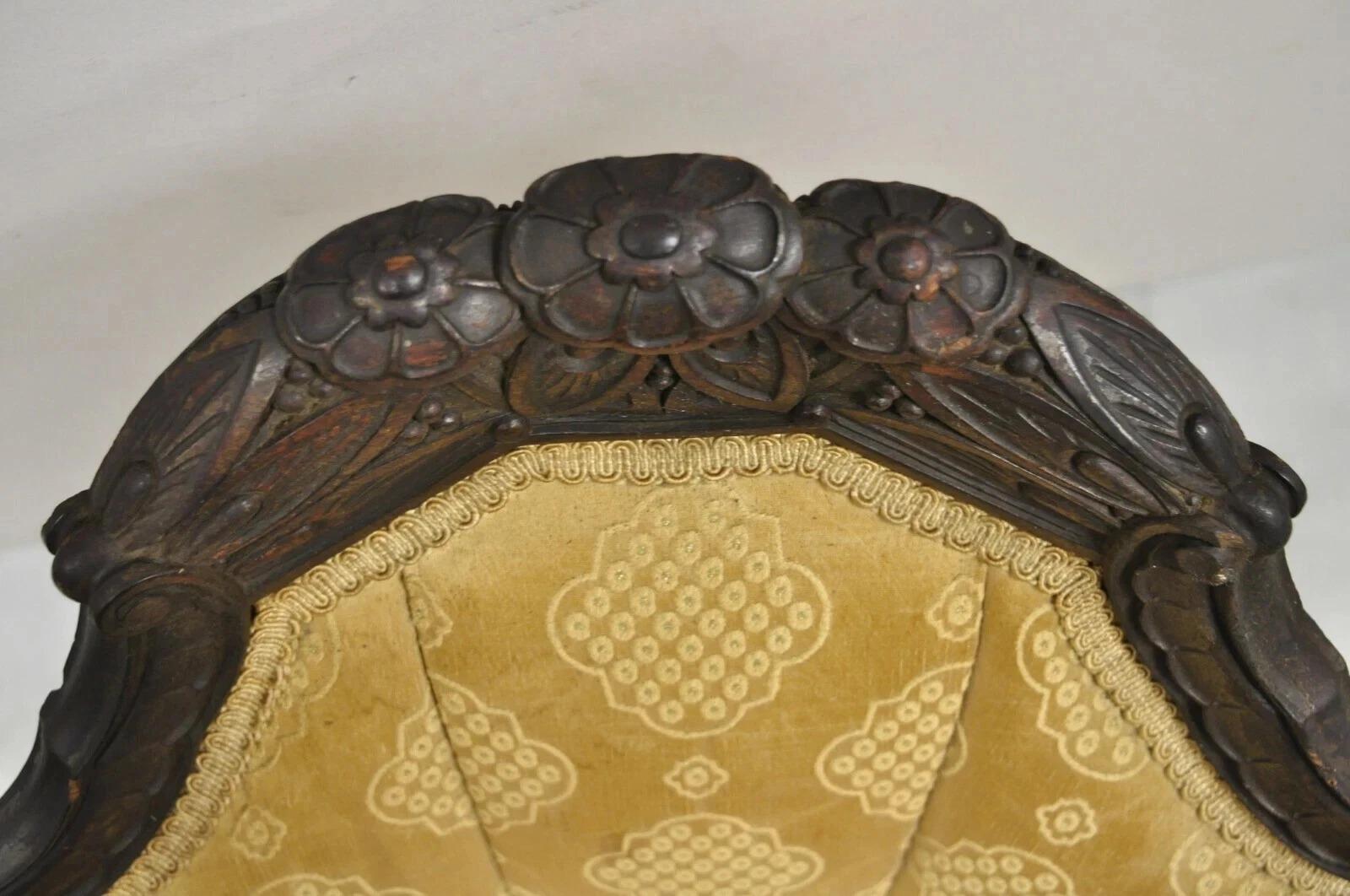 Antique French Art Deco geschnitzt Nussbaum Flügel Club Lounge Salon Sessel im Angebot 4