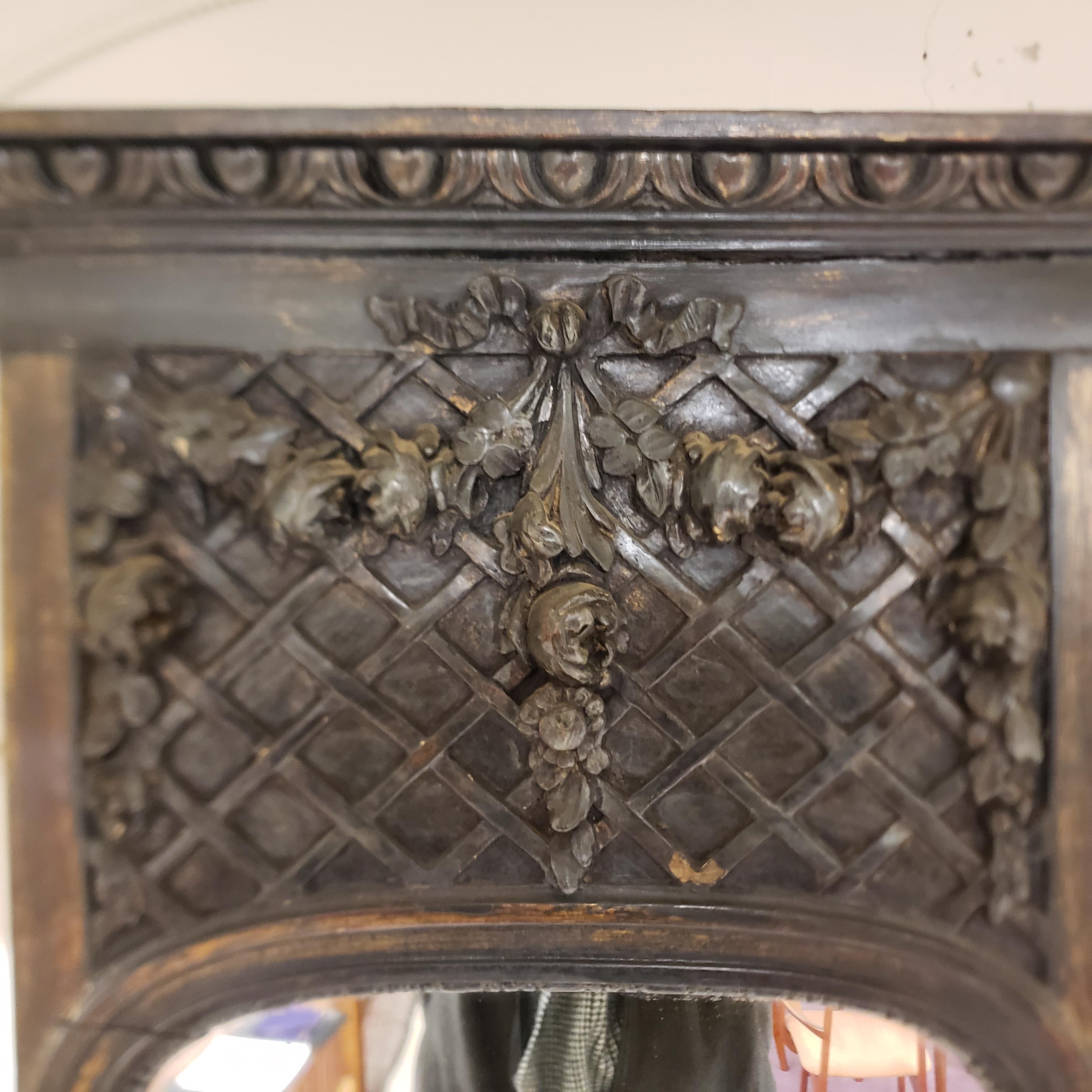 Antiker französischer Art-Déco-Konsolentisch und Wandspiegel-Set aus geschnitztem Holz und Marmor, Art déco im Angebot 7