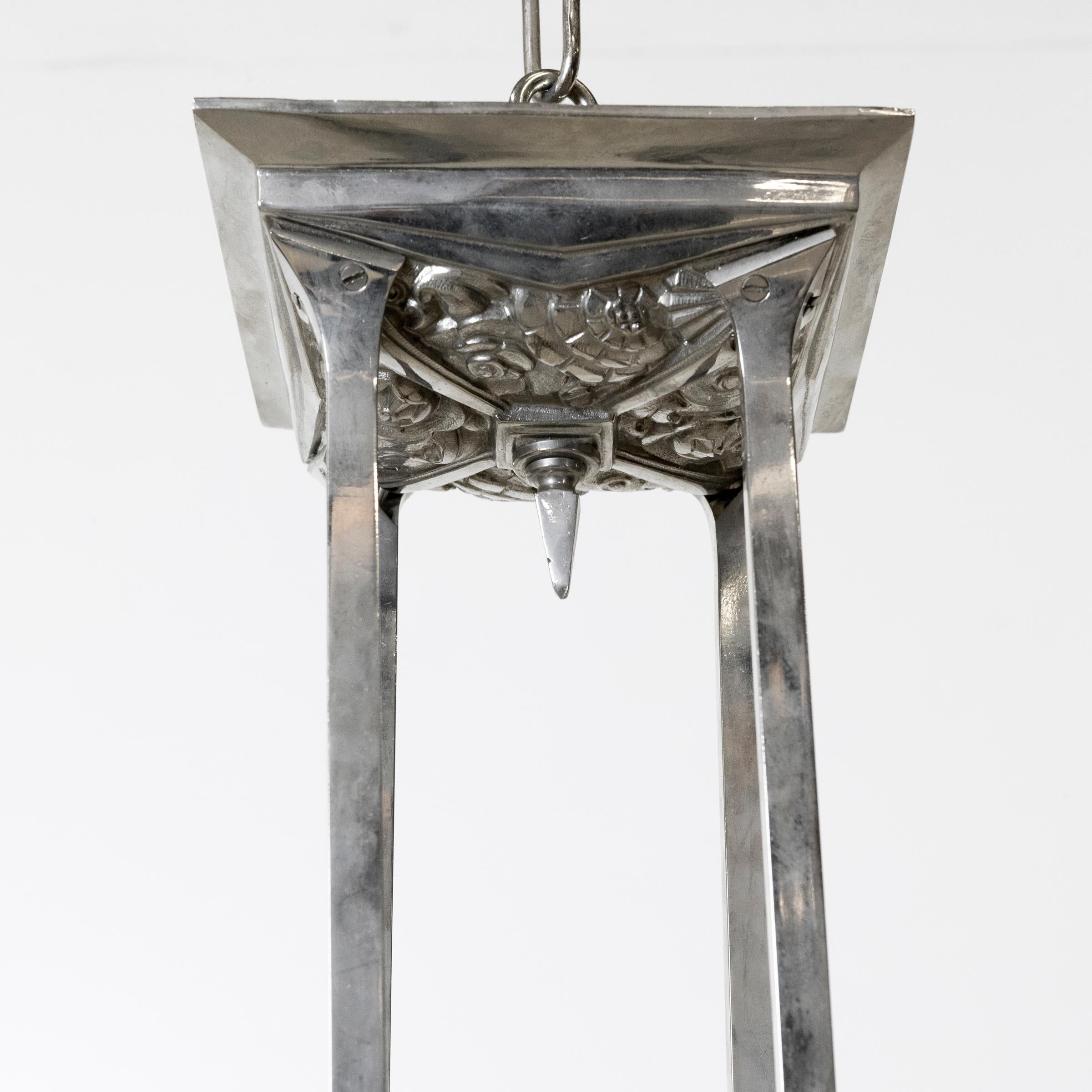 Antico lampadario in vetro francese Art Deco Célestin Jamain  Frontisi in vendita 2