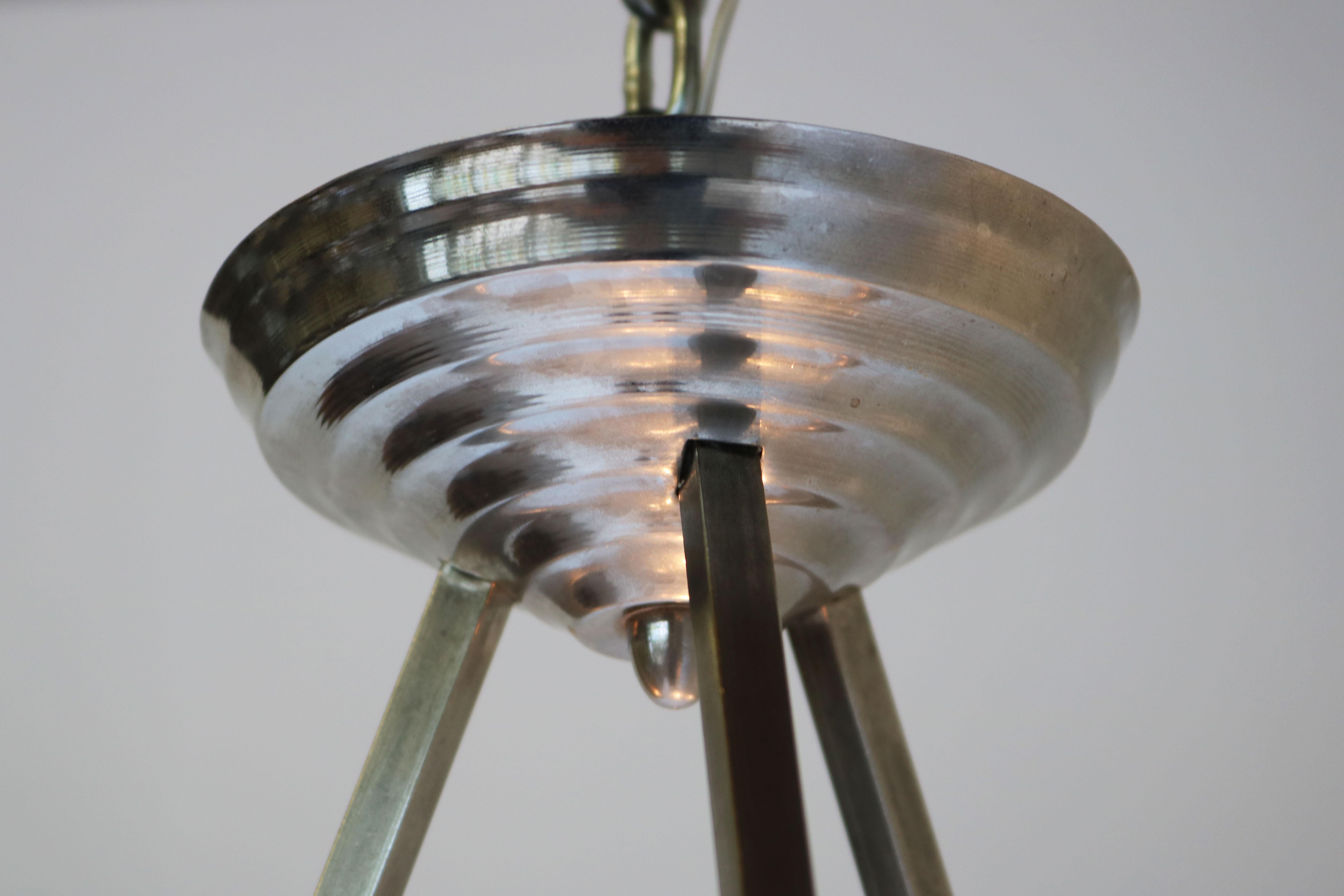 French Art Deco Chandelier by Muller Freres Luneville 1930 pendant / flush mount For Sale 4