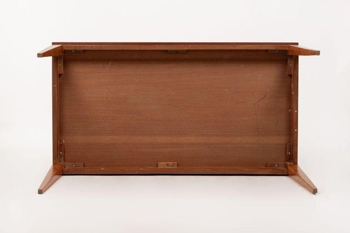 Antique French Art Deco Cherry Wood Writing Desk Table by Jacques Quinet For Sale 6