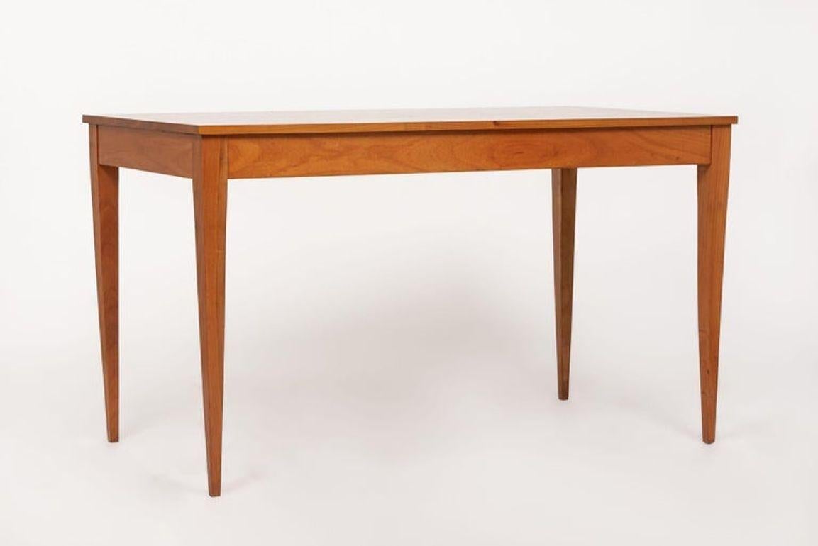 This antique French Art Deco writing desk table by Jacques Quinet (attr.) is circa 1940 with a provenance from the Hotel 