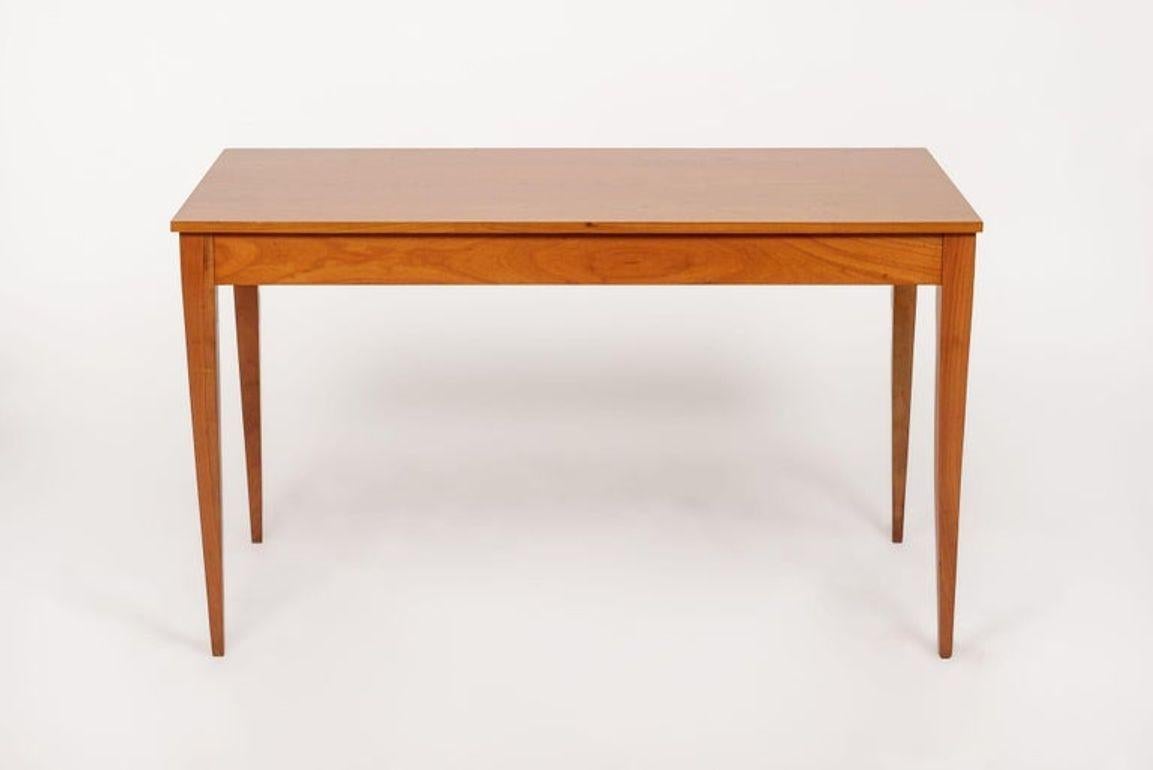 Antique French Art Deco Cherry Wood Writing Desk Table by Jacques Quinet In Good Condition For Sale In Detroit, MI