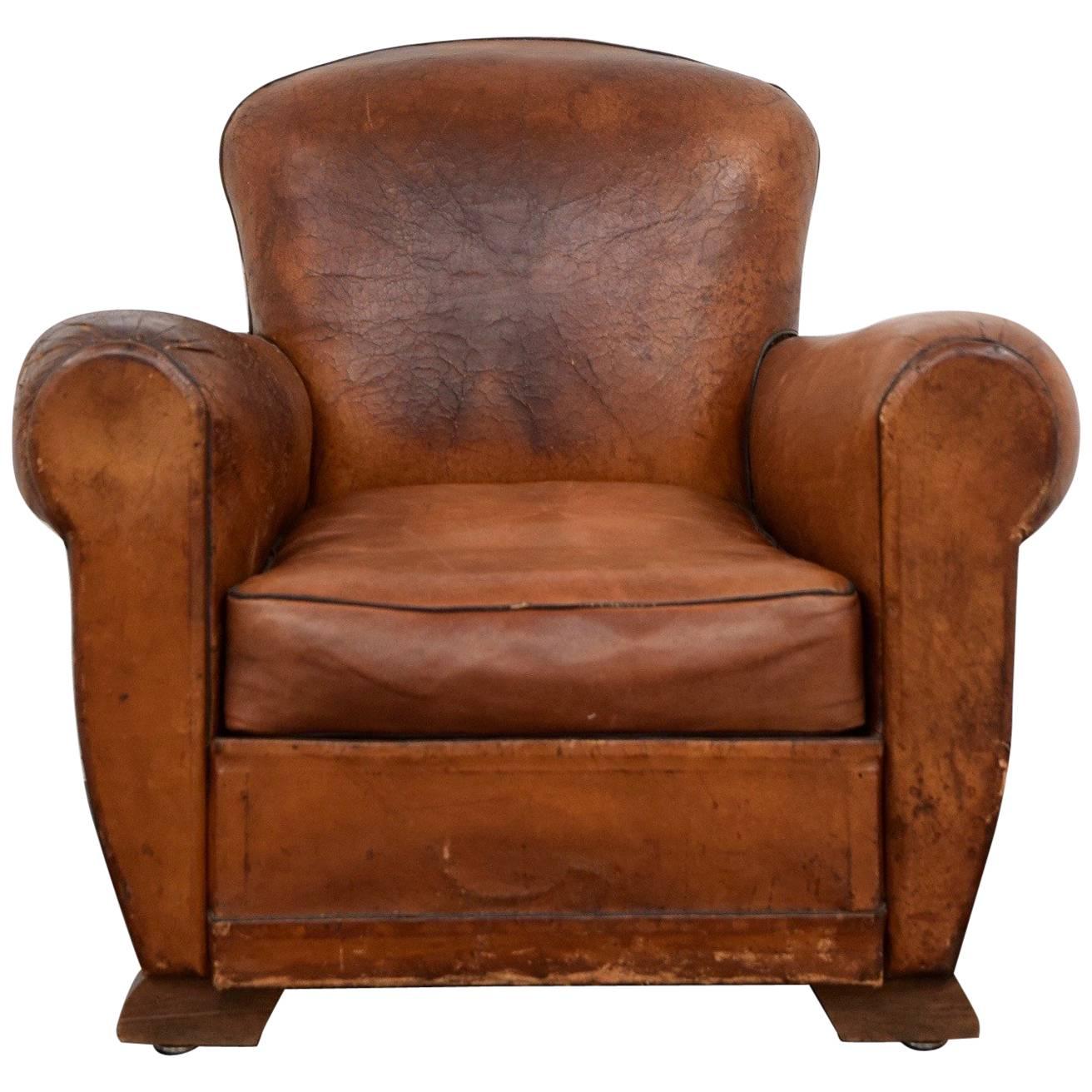 Antique French Art Deco Club Chair circa 1940 through Country Trader