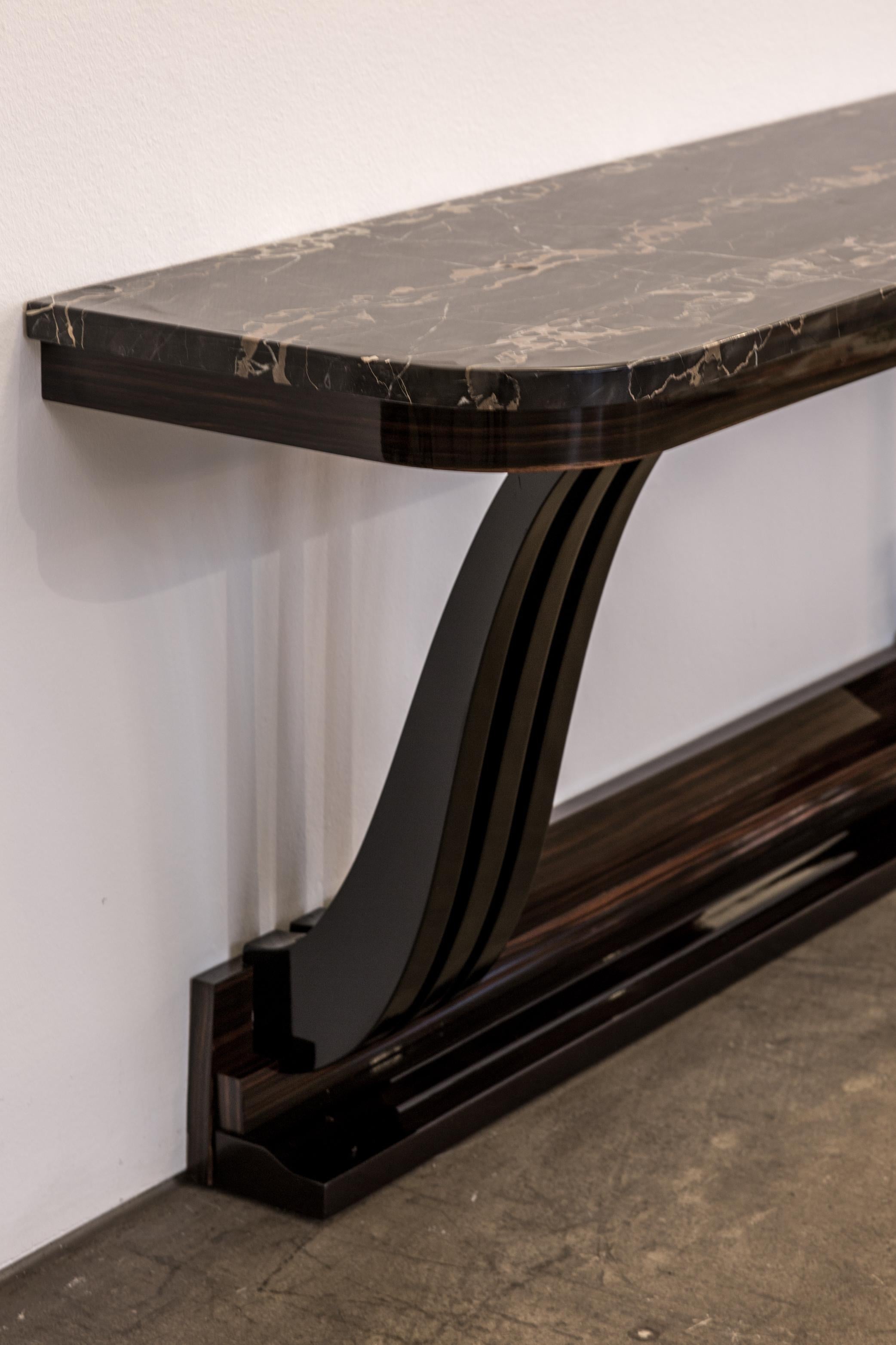 Antique French Art Deco Console Table with Original Marble Top from 1930 For Sale 1