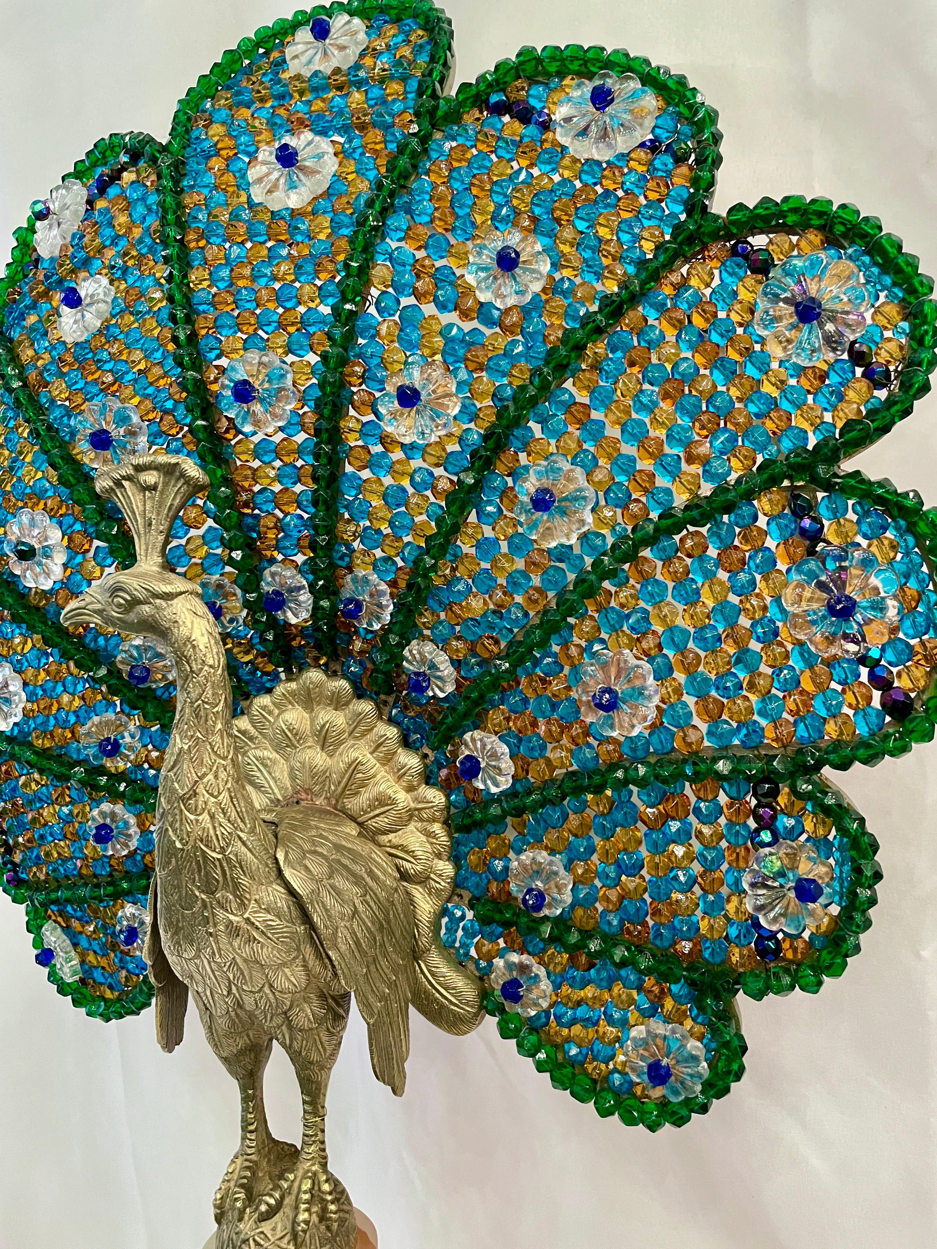 art deco peacock lamp