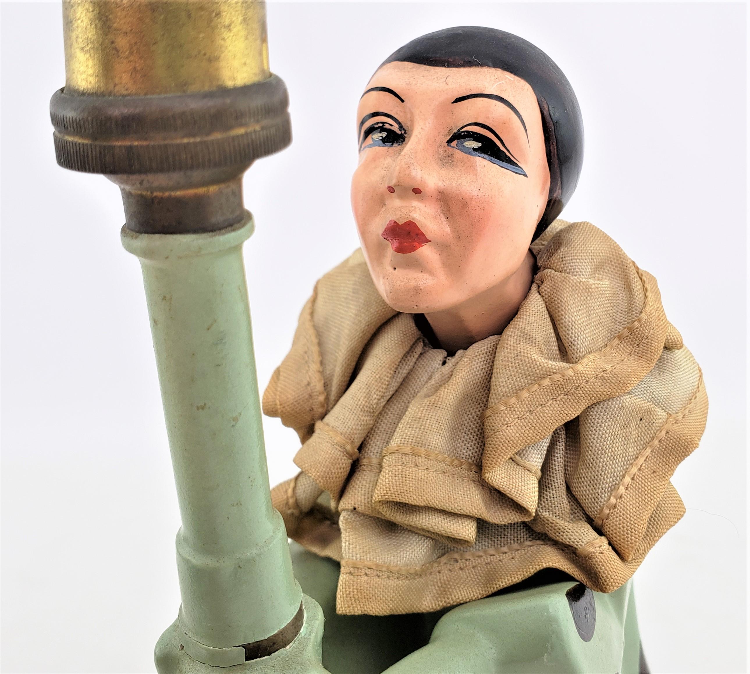 Antique French Art Deco Cubist Harlequin or Clown Figural Table or Boudoir Lamp For Sale 3