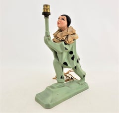 Antique French Art Deco Cubist Harlequin or Clown Figural Table or Boudoir Lamp