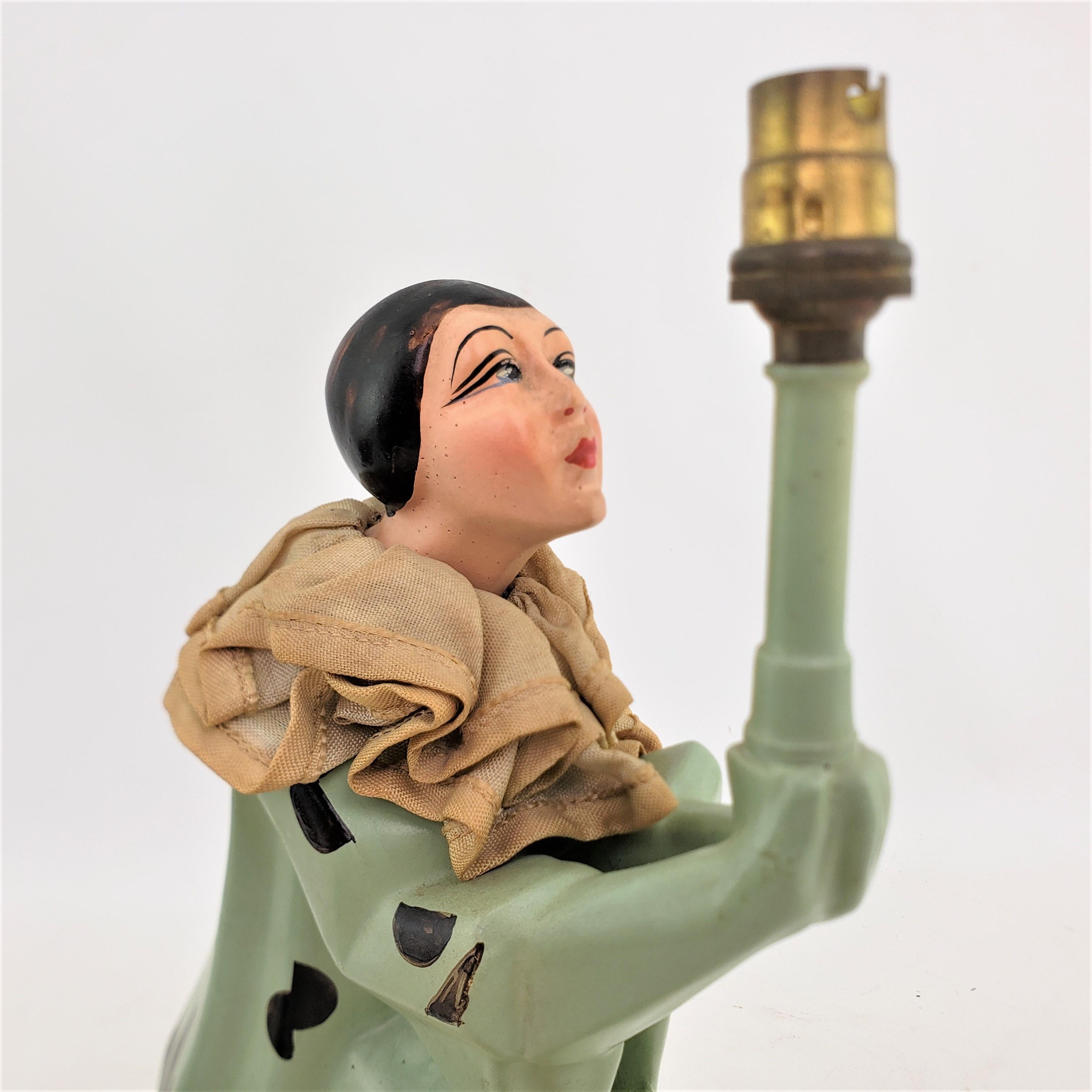 Antique French Art Deco Cubist Harlequin or Clown Figural Table or Boudoir Lamp For Sale 1