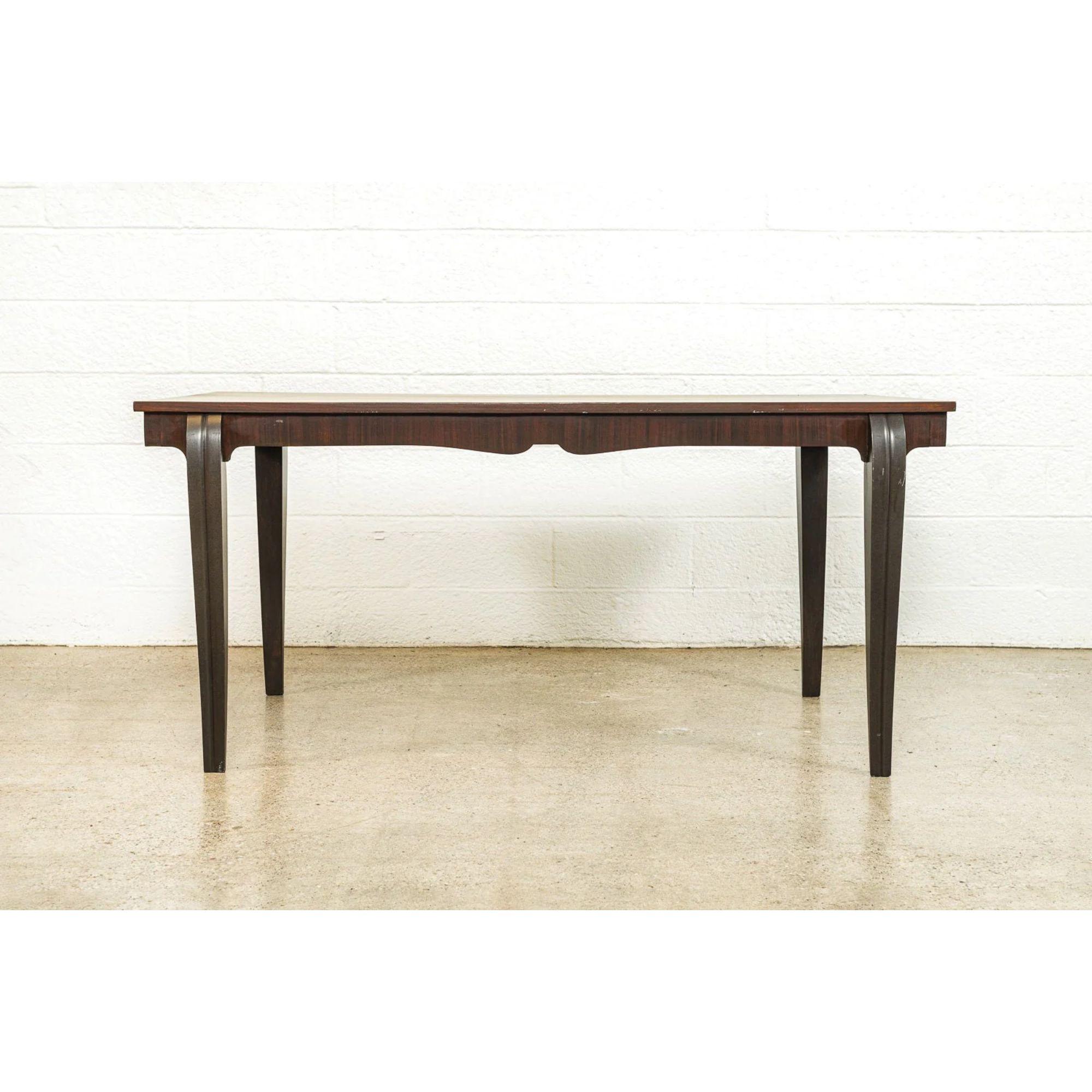 20th Century Antique French Art Deco Dining Table or Writing Desk in Mahogany Wood, 1930s For Sale