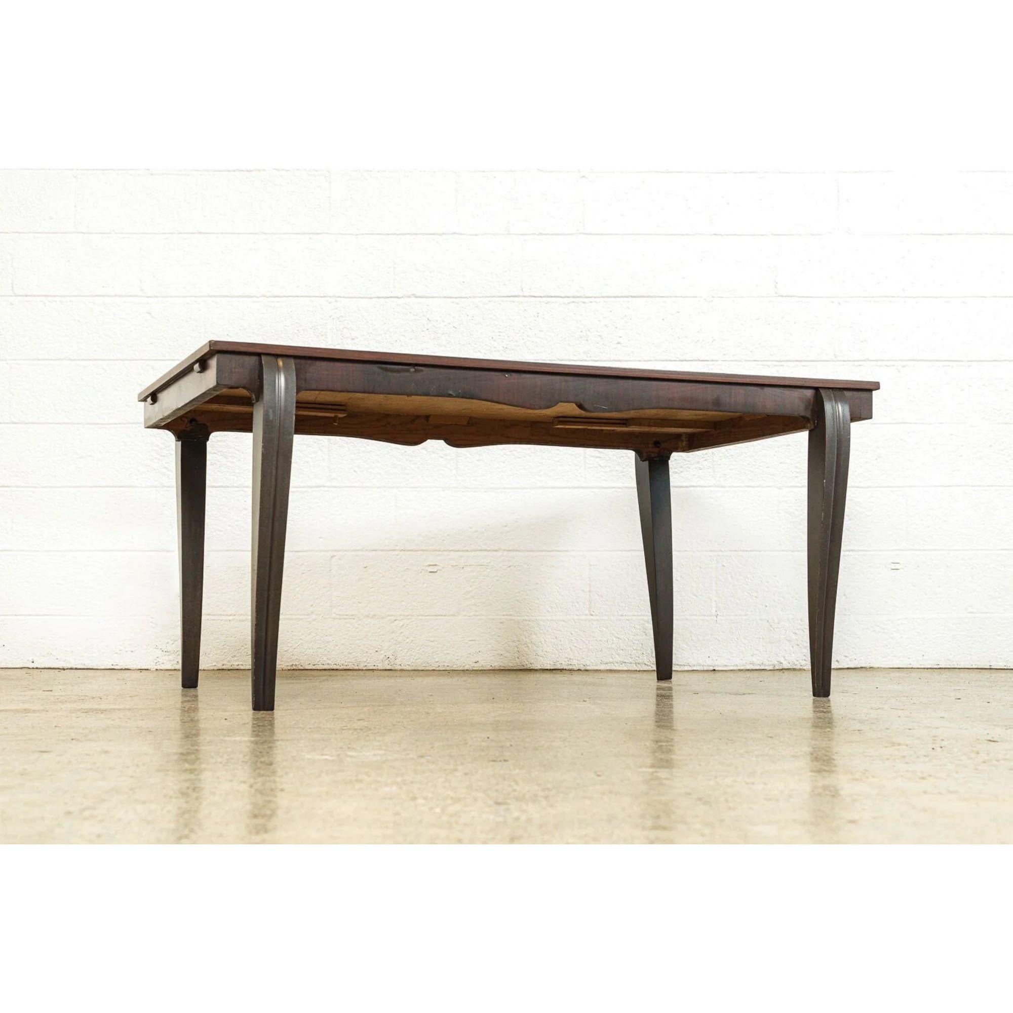 Antique French Art Deco Dining Table or Writing Desk in Mahogany Wood, 1930s For Sale 1