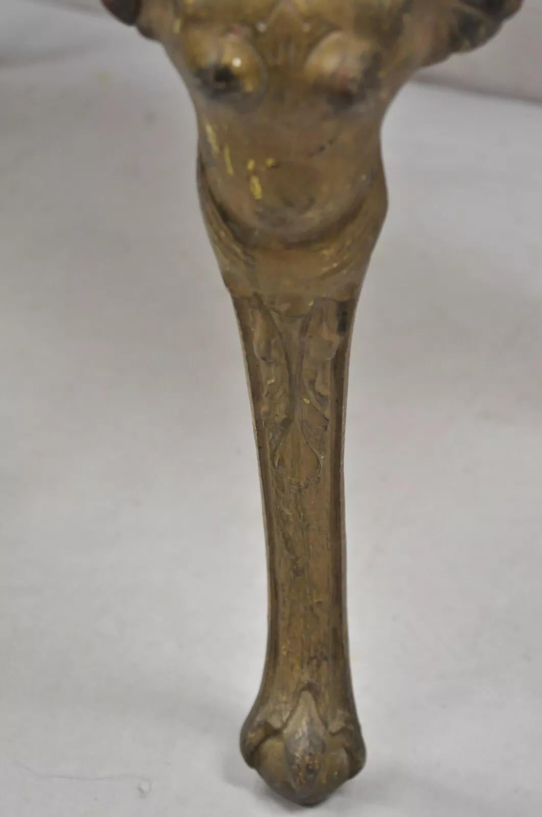 Antique French Art Deco Figural Bench With Cast Iron Winged Women Legs For Sale 2