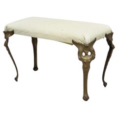 Used French Art Deco Figural Bench With Cast Iron Winged Women Legs