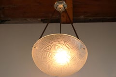 Antike französische geometrische Art-Déco-Hängelampe von Jean Noverdy, 1930