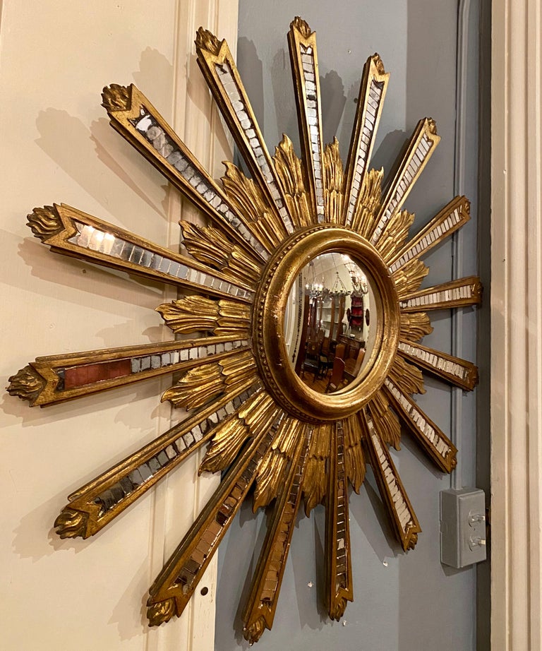 Antique French Art Deco Giltwood Sunburst Mirror, circa 1920 at 1stDibs