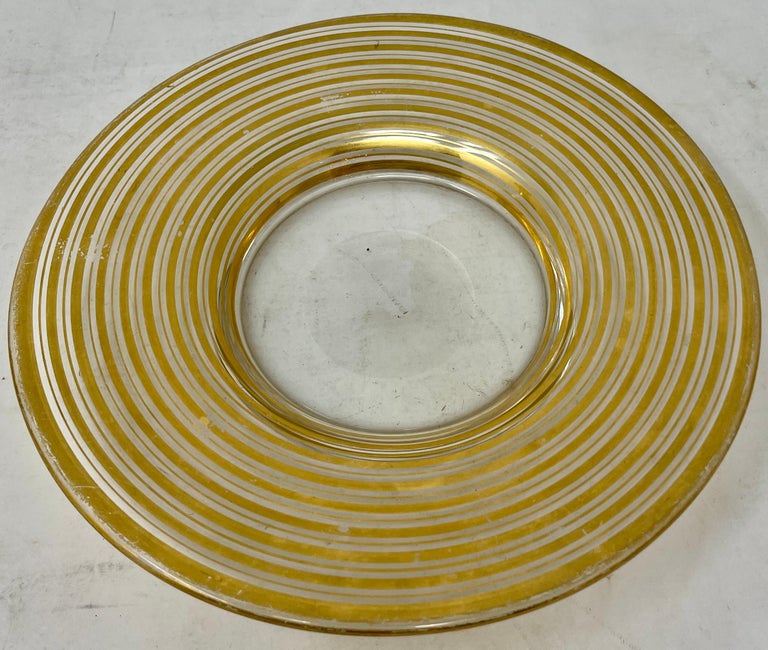 Antique French Art Deco GoldLeaf Bedside Carafe, Glass and Tray, circa