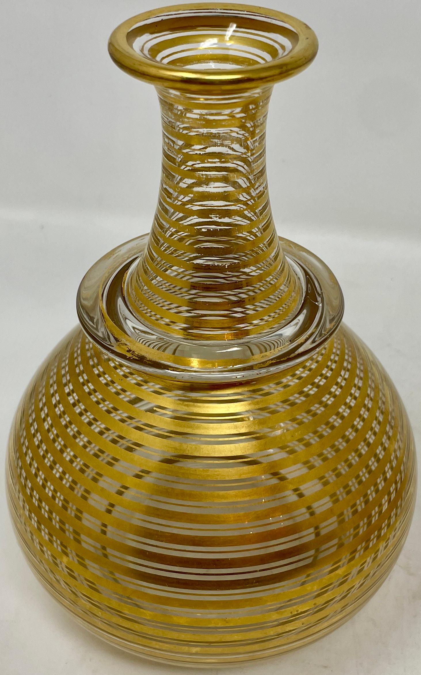 Antique French Art Deco Gold-Leaf Bedside Carafe, Glass & Tray, circa 1920-1930 3