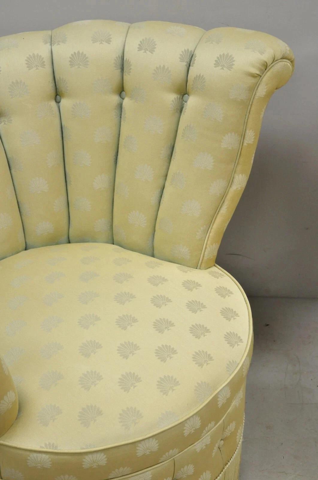 Antique French Art Deco Hollywood Regency Channel Back Club Lounge Chairs - Pair Bon état - En vente à Philadelphia, PA