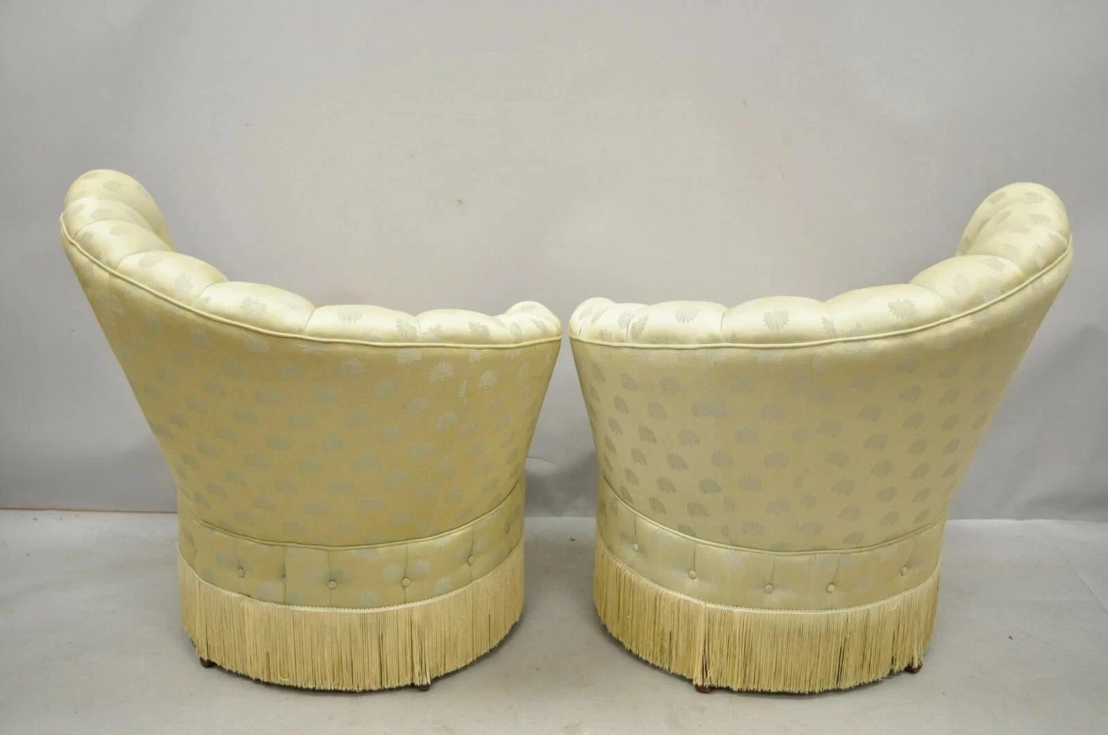 Antique French Art Deco Hollywood Regency Channel Back Club Lounge Chairs - Pair en vente 1