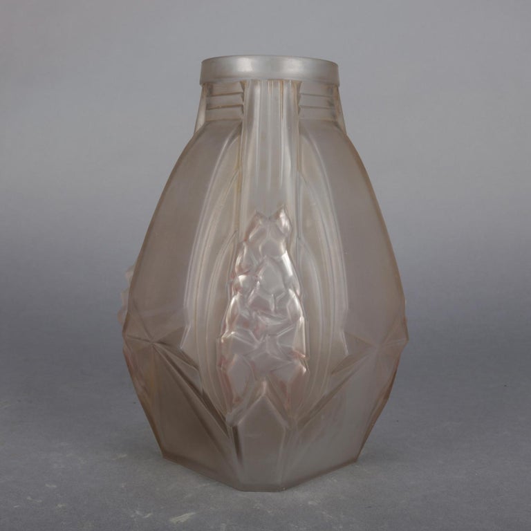 Antique French Art Deco Lalique School Faceted Stylized Floral