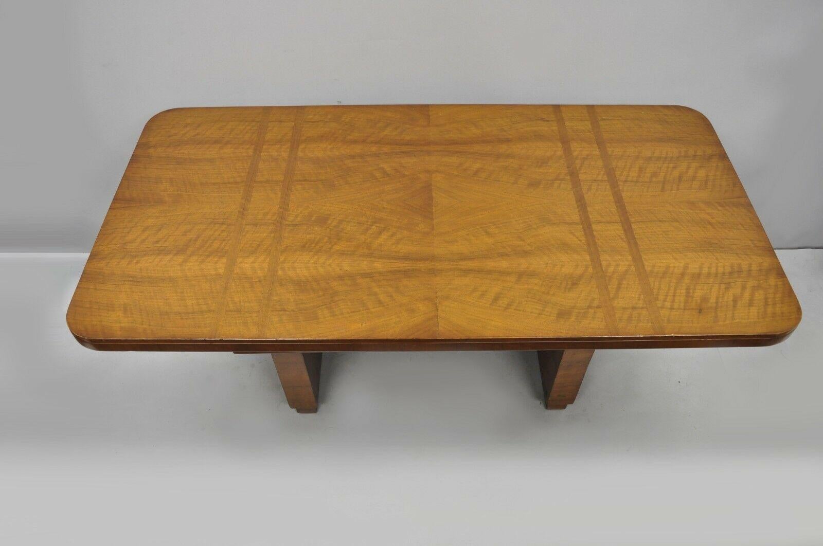 Mid-20th Century French Art Deco Mahogany Inlaid Dining Set, 4 Side Chairs and Dining Table