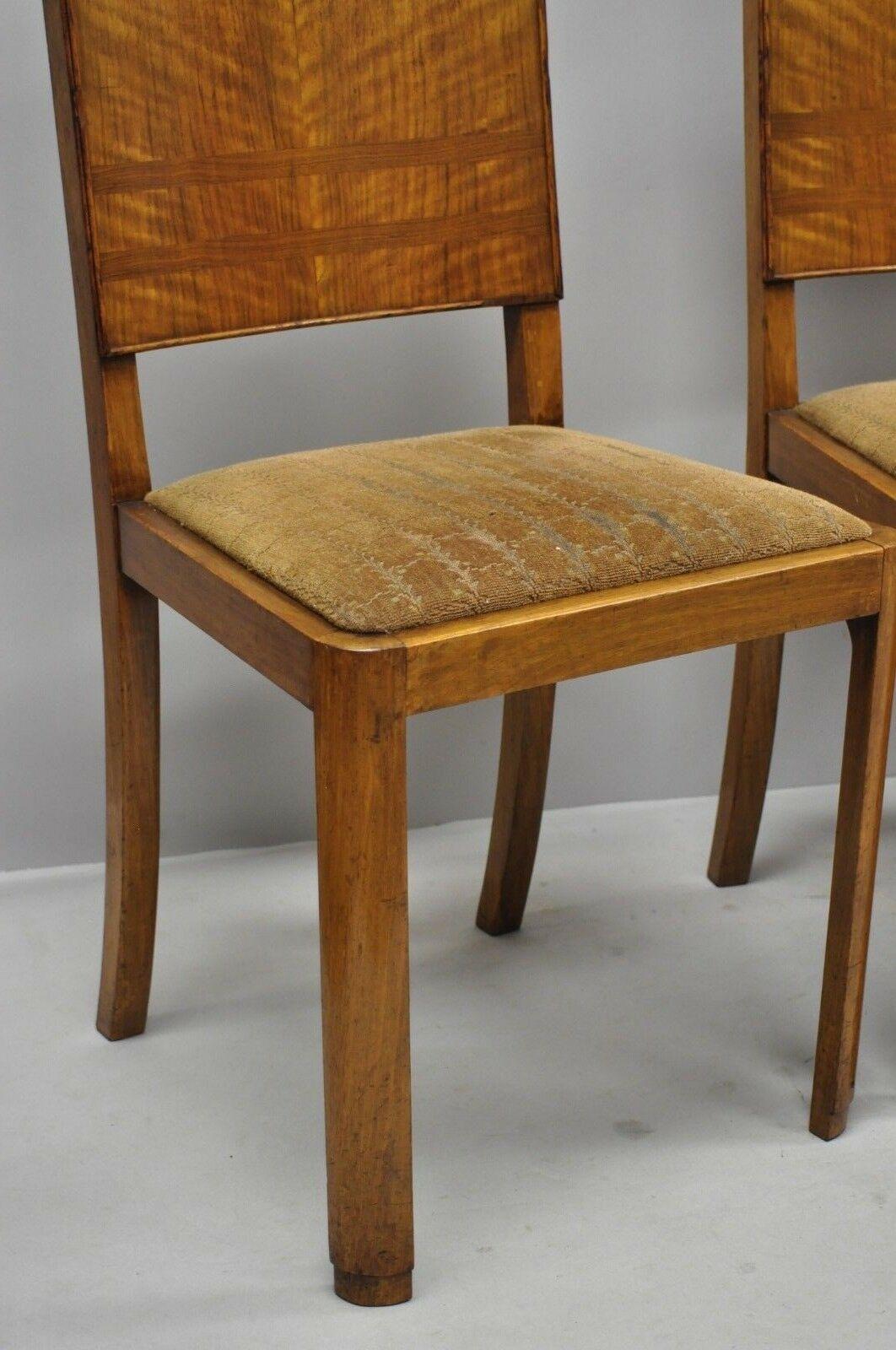 French Art Deco Mahogany Inlaid Dining Set, 4 Side Chairs and Dining Table 2