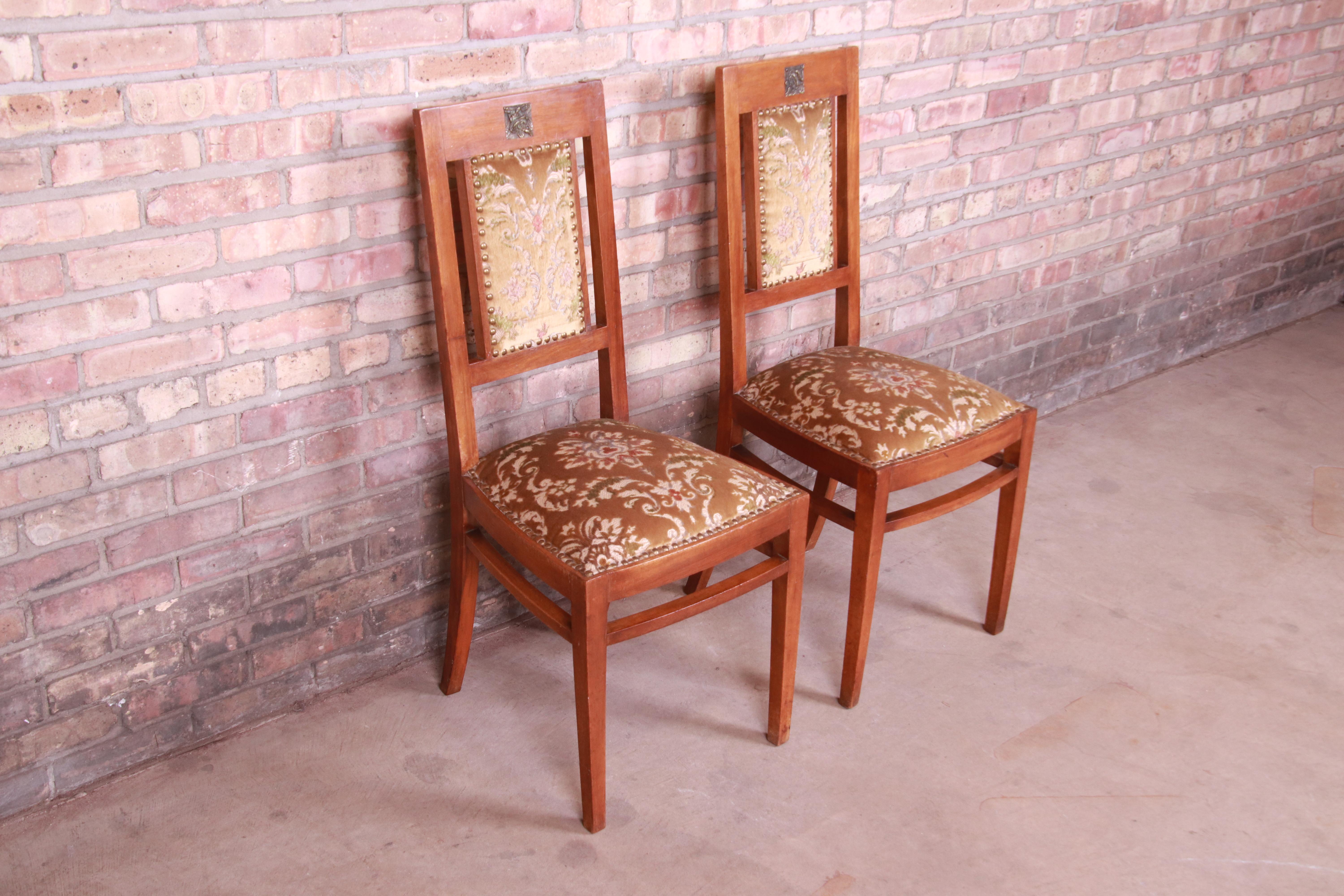 Antique French Art Deco Mahogany Side Chairs, circa 1920s In Good Condition In South Bend, IN