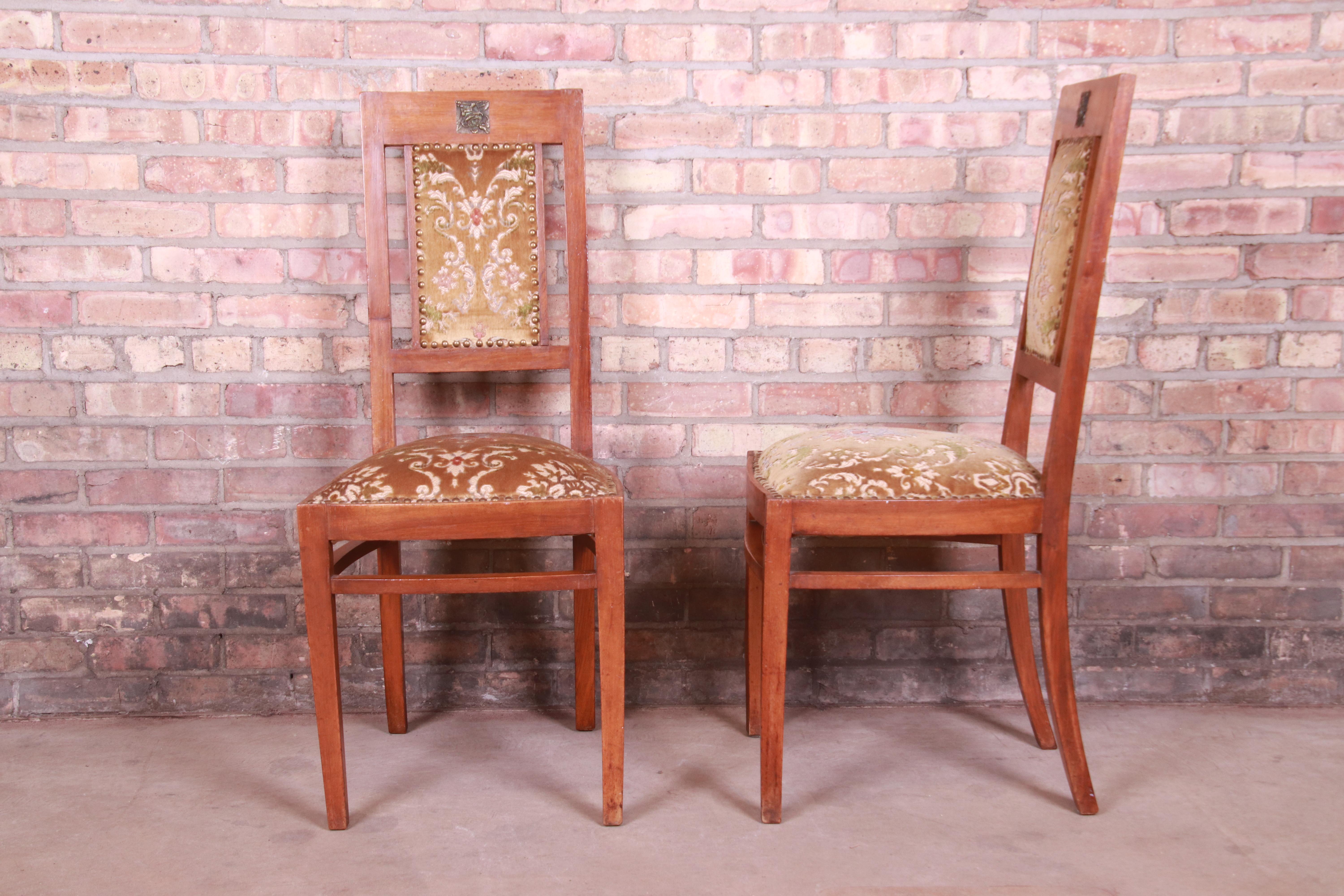 Antique French Art Deco Mahogany Side Chairs, circa 1920s 1