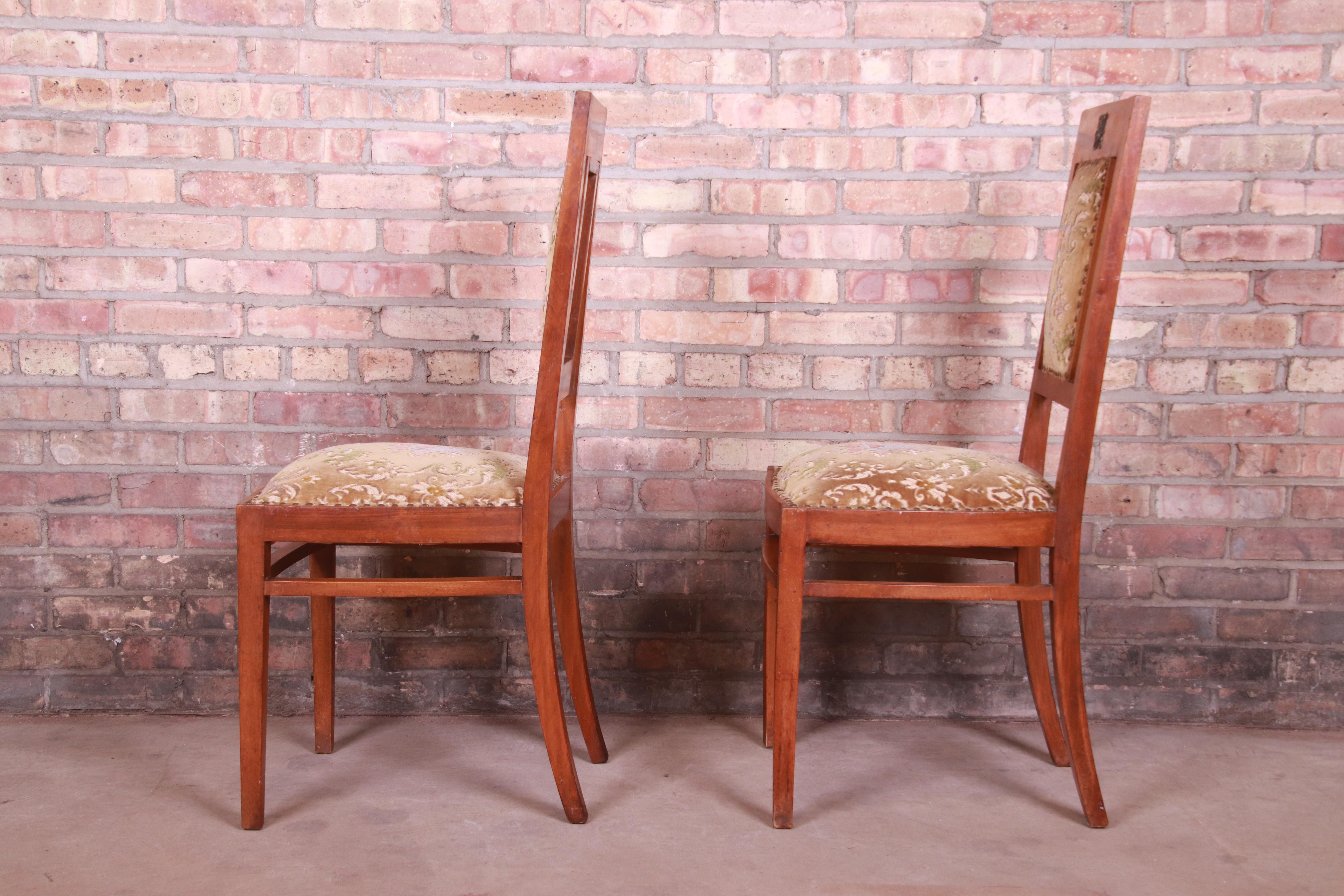 Antique French Art Deco Mahogany Side Chairs, circa 1920s 2