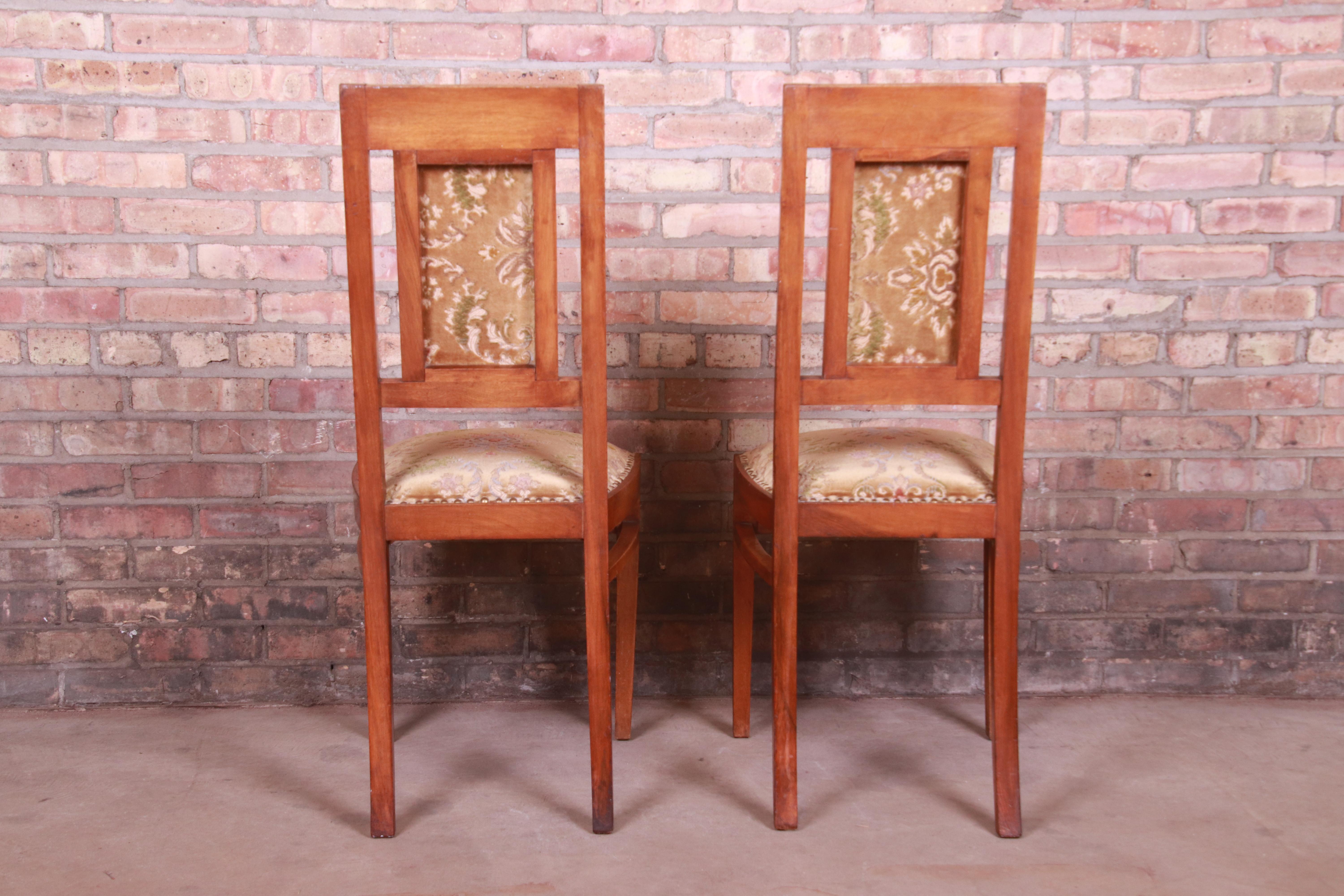 Antique French Art Deco Mahogany Side Chairs, circa 1920s 3