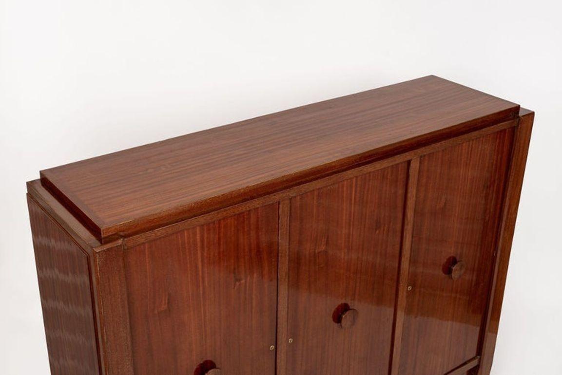 Antique French Art Deco Mobile Sideboard in mogano di Andre Sornay in vendita 1