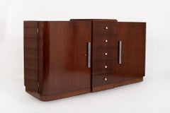 Antique French Art Deco Mahogany Wood Sideboard or Bar Cabinet 1930s